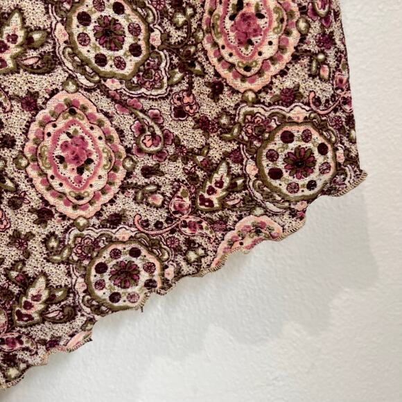 Vintage Y2K My Michelle Pink Rose Floral Asymmetrical Lettuce Hem Skirt Sz S - Picture 3 of 8